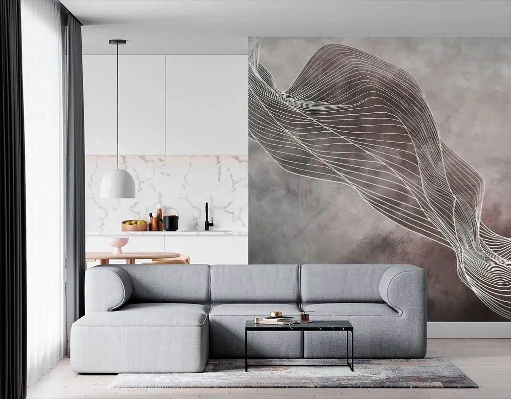 Фотообои в интерьере абстрактные линии на туманном фоне  14-663 фото