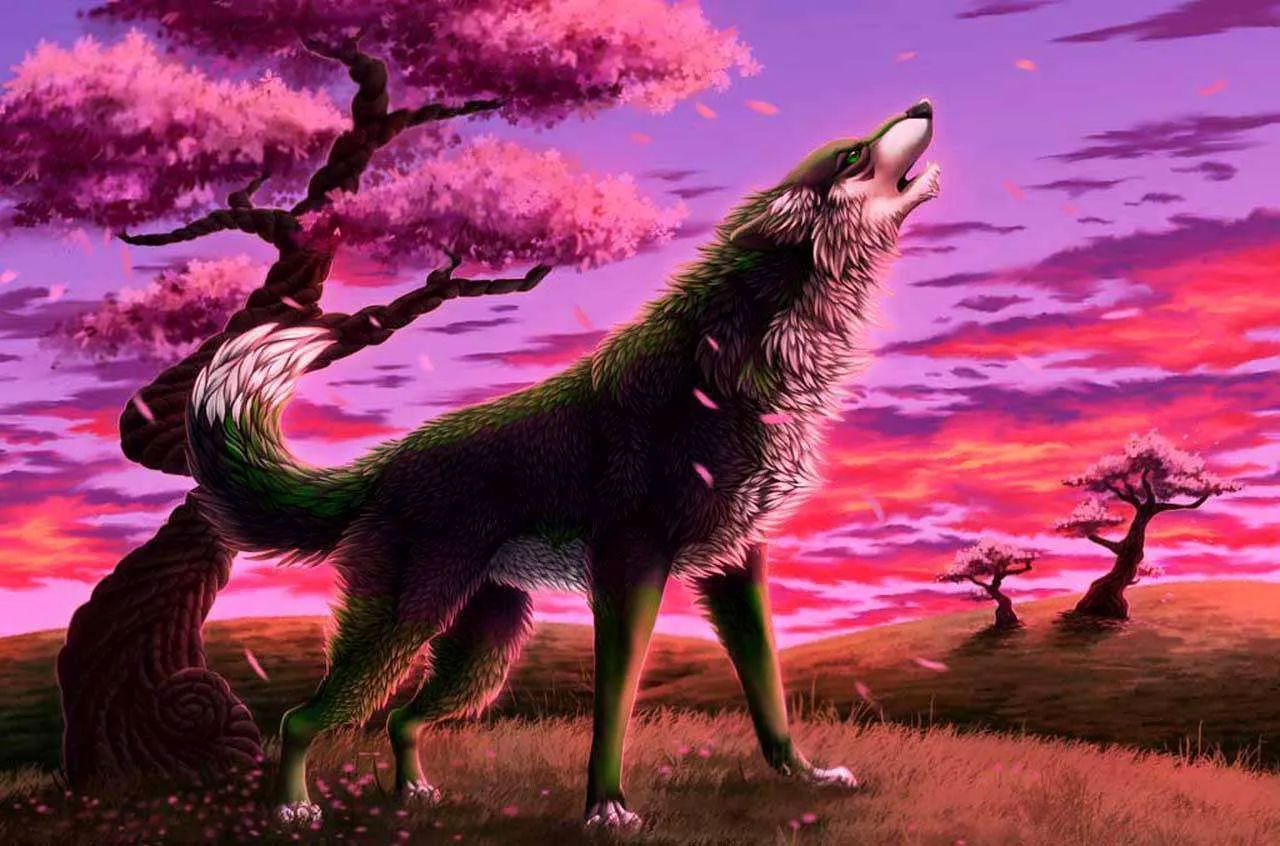 Фотообои в интерьере волк фэнтези  4-173 фото