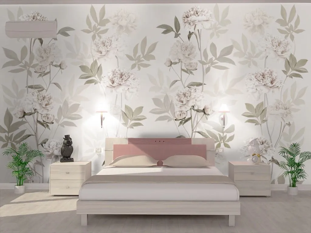 Фотообои в интерьере обои нежные пионы  13-744 фото