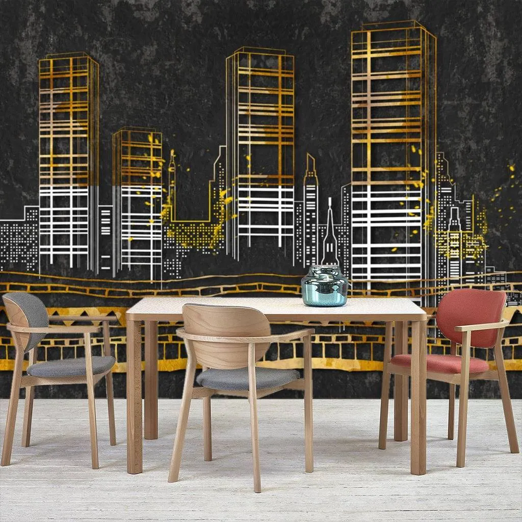 Фотообои в интерьере город рисунок темный  10-687 фото