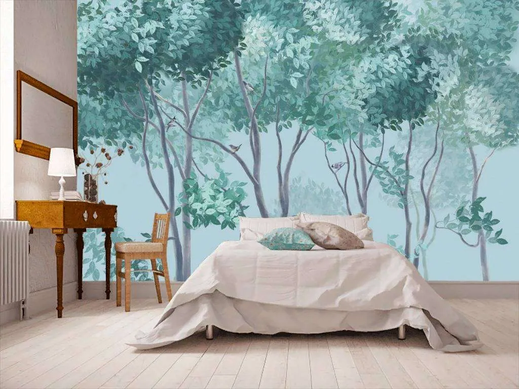 Фотообои в интерьере деревья зеленые  13-234 фото