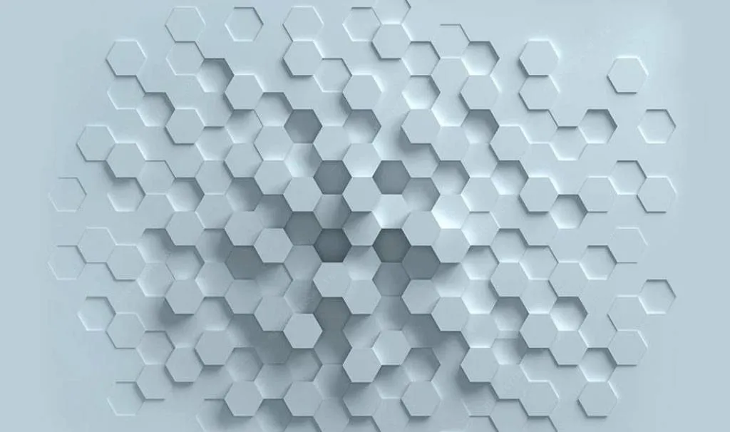 Фотообои в интерьере голубые соты  15-753 фото