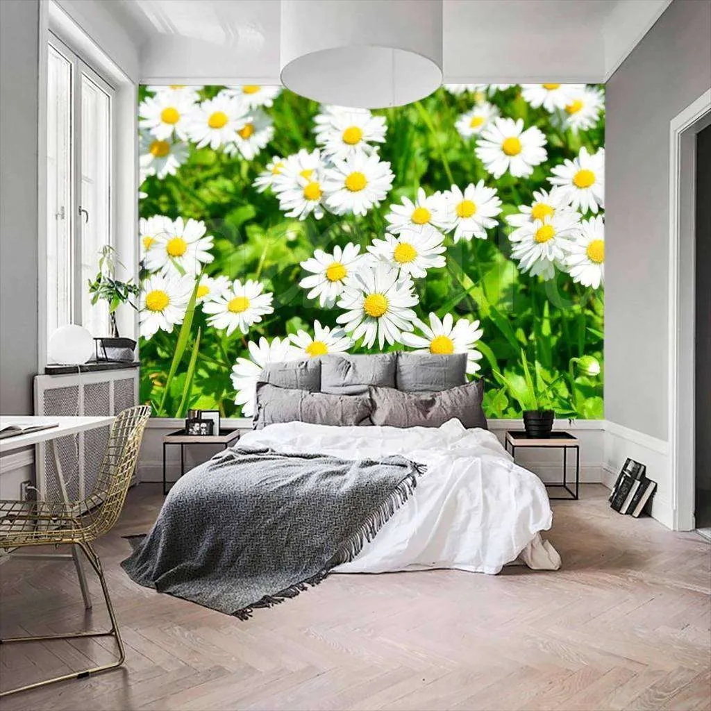Фотообои в интерьере пышные ромашки  10-344 фото