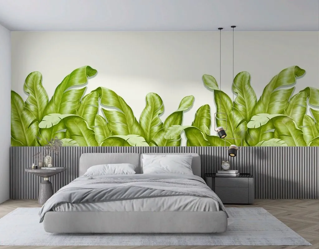 Фотообои в интерьере листья 3д  9-1923 фото