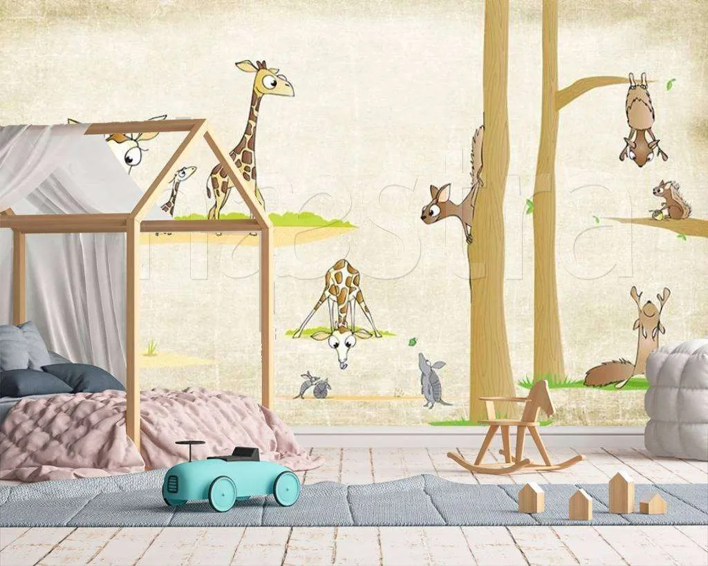 Фотообои в интерьере жирафы детские  15-135 фото