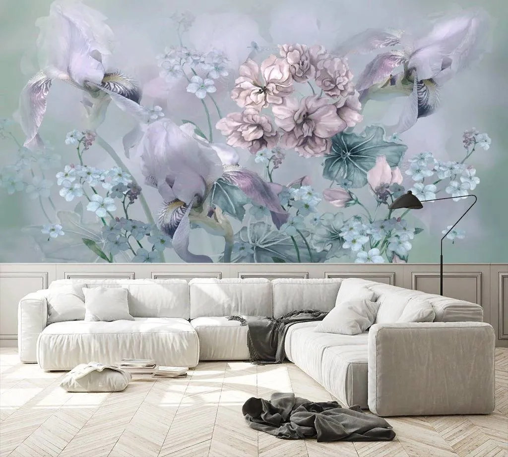 Фотообои в интерьере нежный букет цветов  13-258 фото