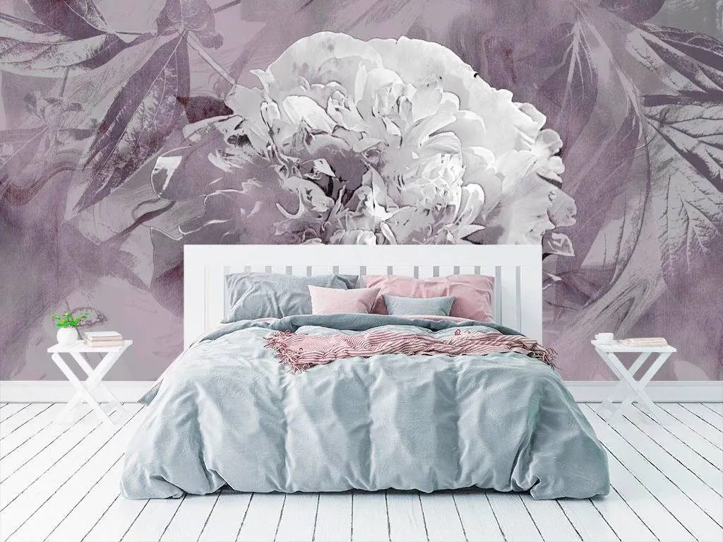 Фотообои в интерьере живописный пион  13-276 фото