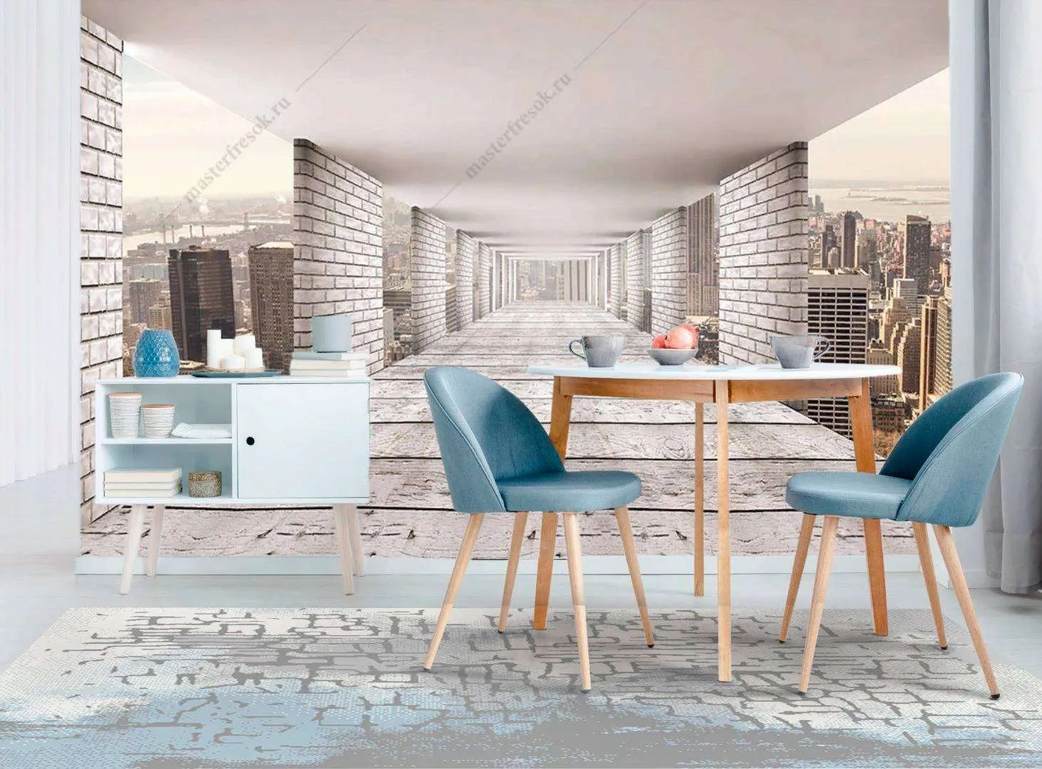 Фотообои в интерьере прямая перспектива  9-1187 фото