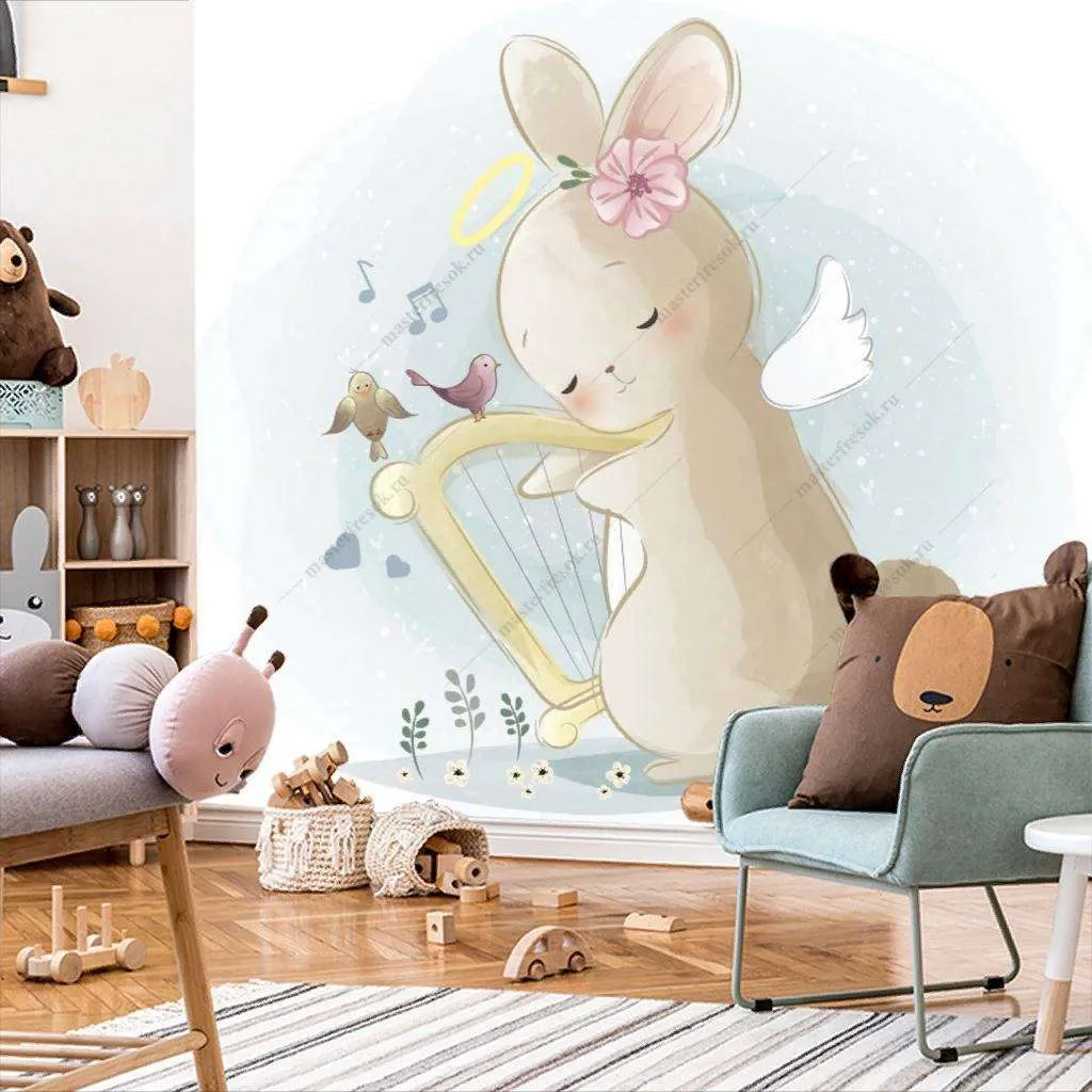 Фотообои в интерьере зайка музыкант  12-472 фото