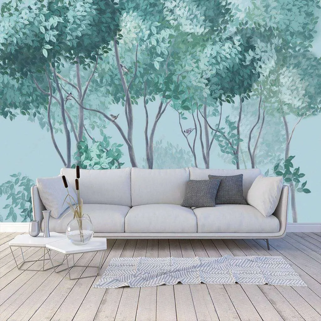 Фотообои в интерьере деревья зеленые  13-234 фото