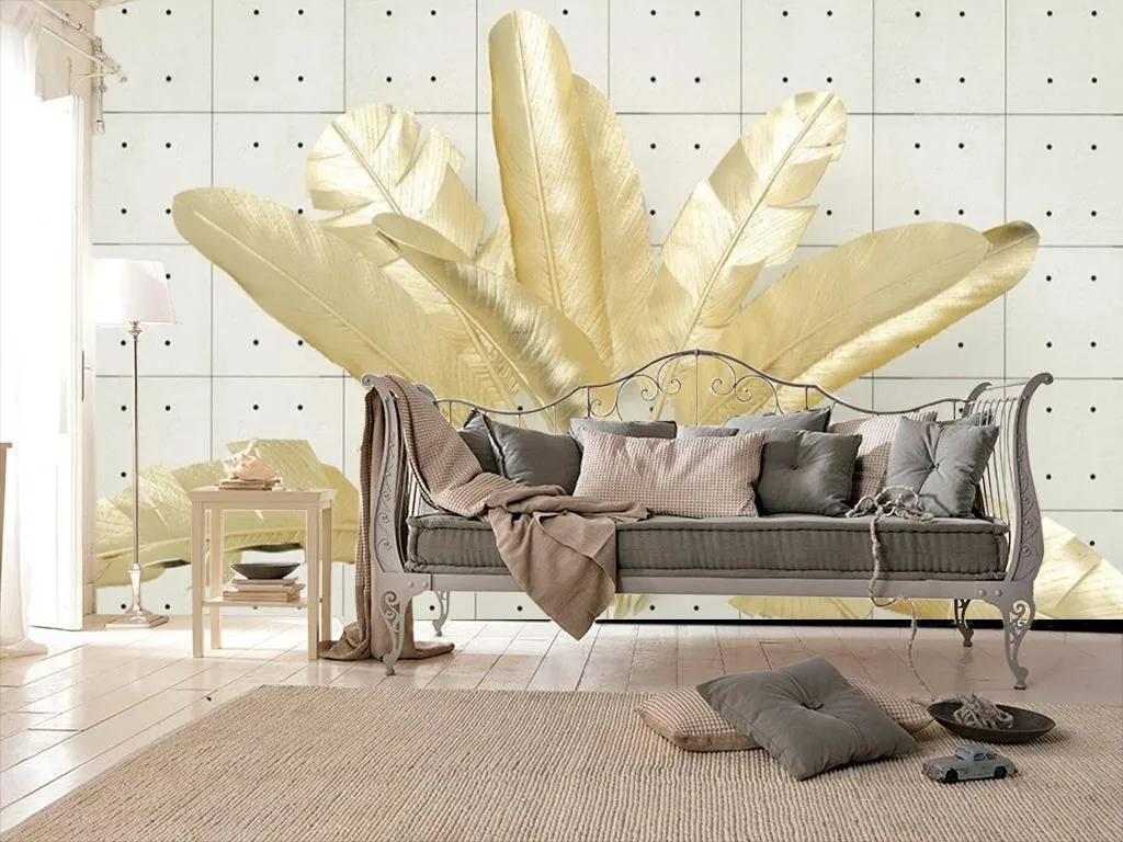 Фотообои Золотые листья 3д  15-416