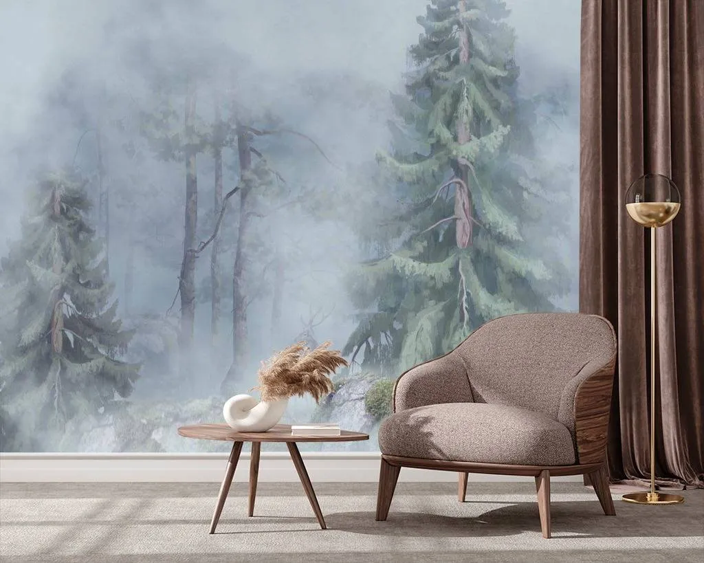 Фотообои Туманный лес акварелью  13-285