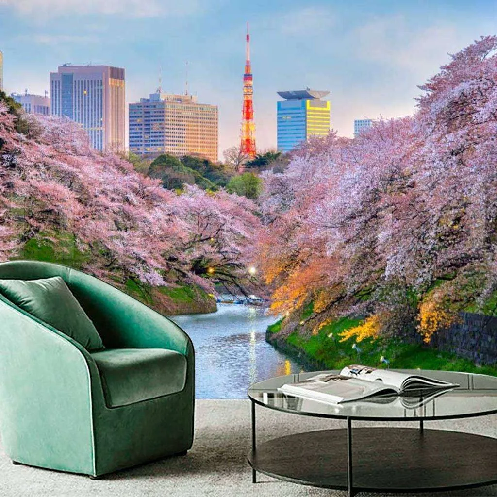 Фотообои Цветущая сакура в парках Токио  10-020