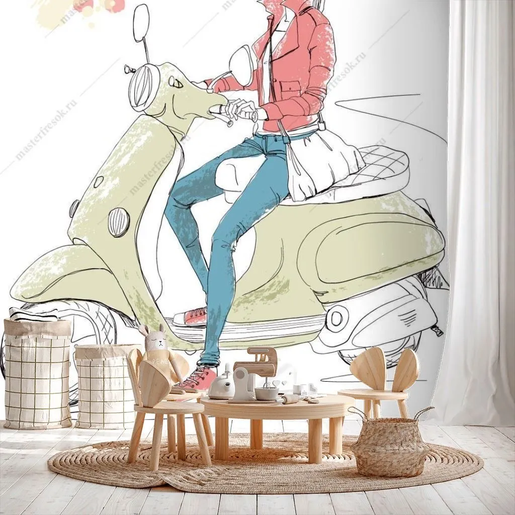 Фотообои Девушка на скутере  12-1245