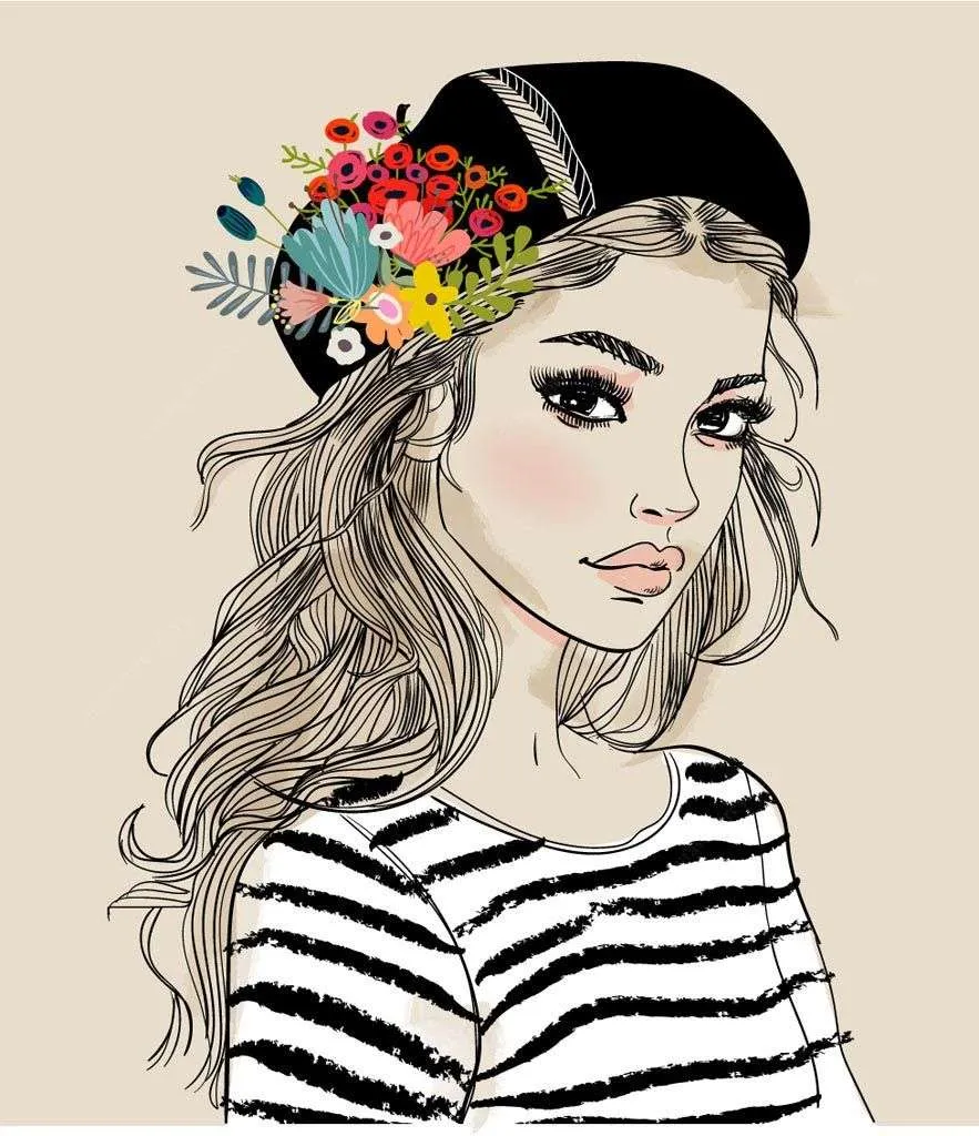 Фотообои в интерьере девушка в берете  12-635 фото