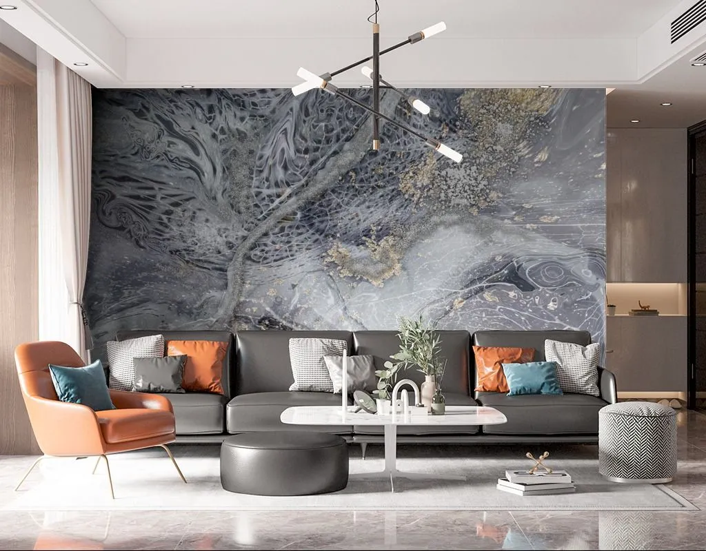 Фотообои в интерьере флюид черное золото  13-459 фото