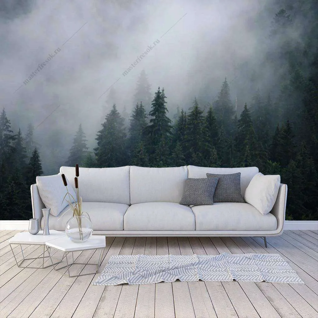 Фотообои в интерьере туманные леса  9-1172 фото