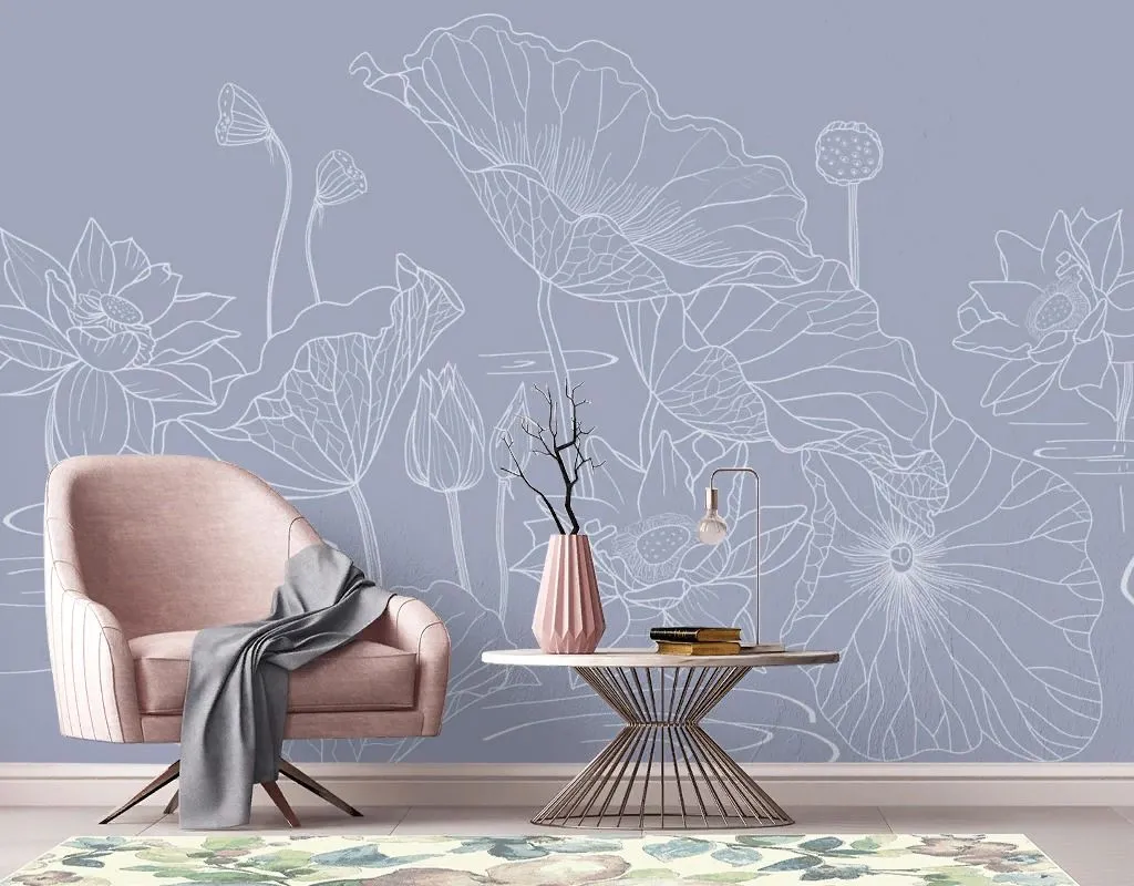 Фотообои в интерьере кувшинки белые  13-728 фото