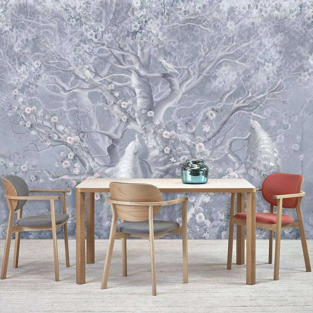 Фотообои в интерьере жар птицы на волшебном дереве  13-093 фото