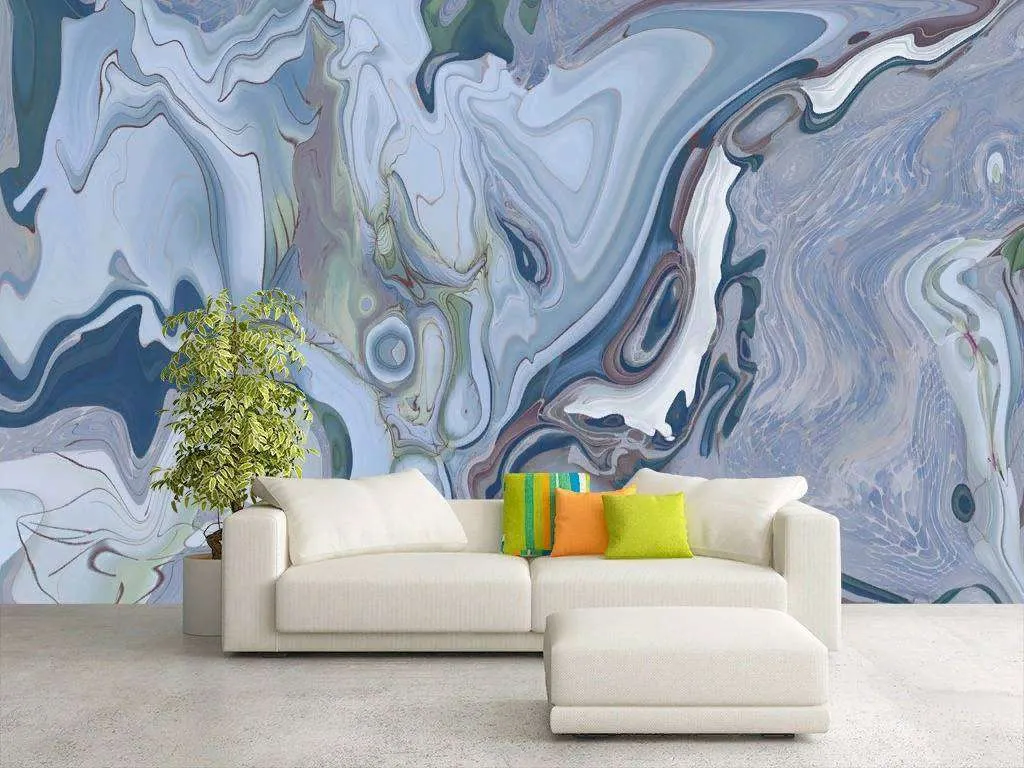 Фотообои в интерьере ярко синий флюид  13-311 фото