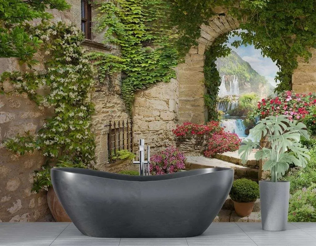 Фотообои в интерьере выход к водопаду  14-368 фото