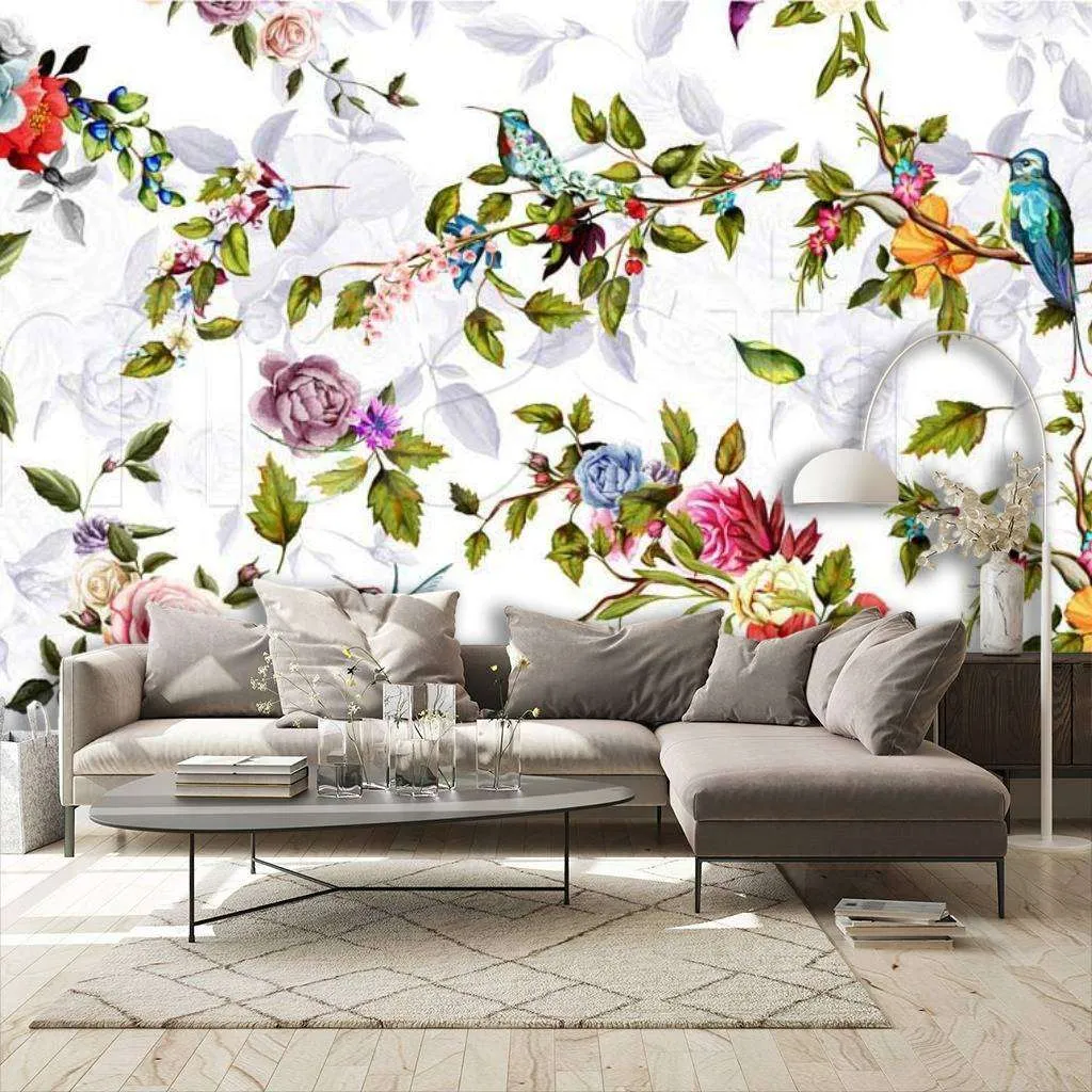 Фотообои в интерьере цветы на стену  9-090 фото