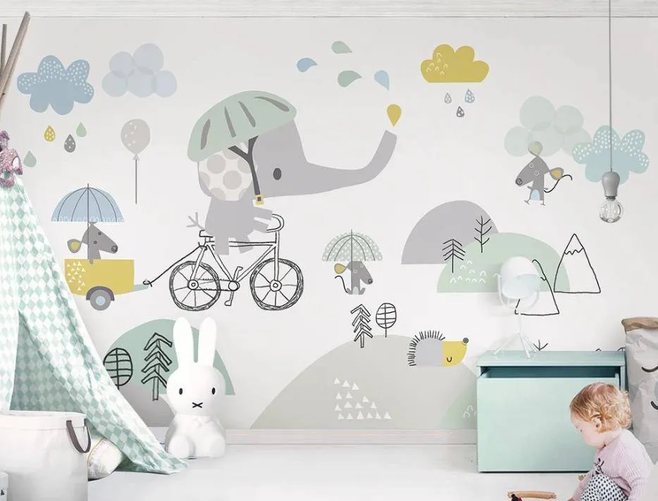 Фотообои Слоник на велосипеде  15-040