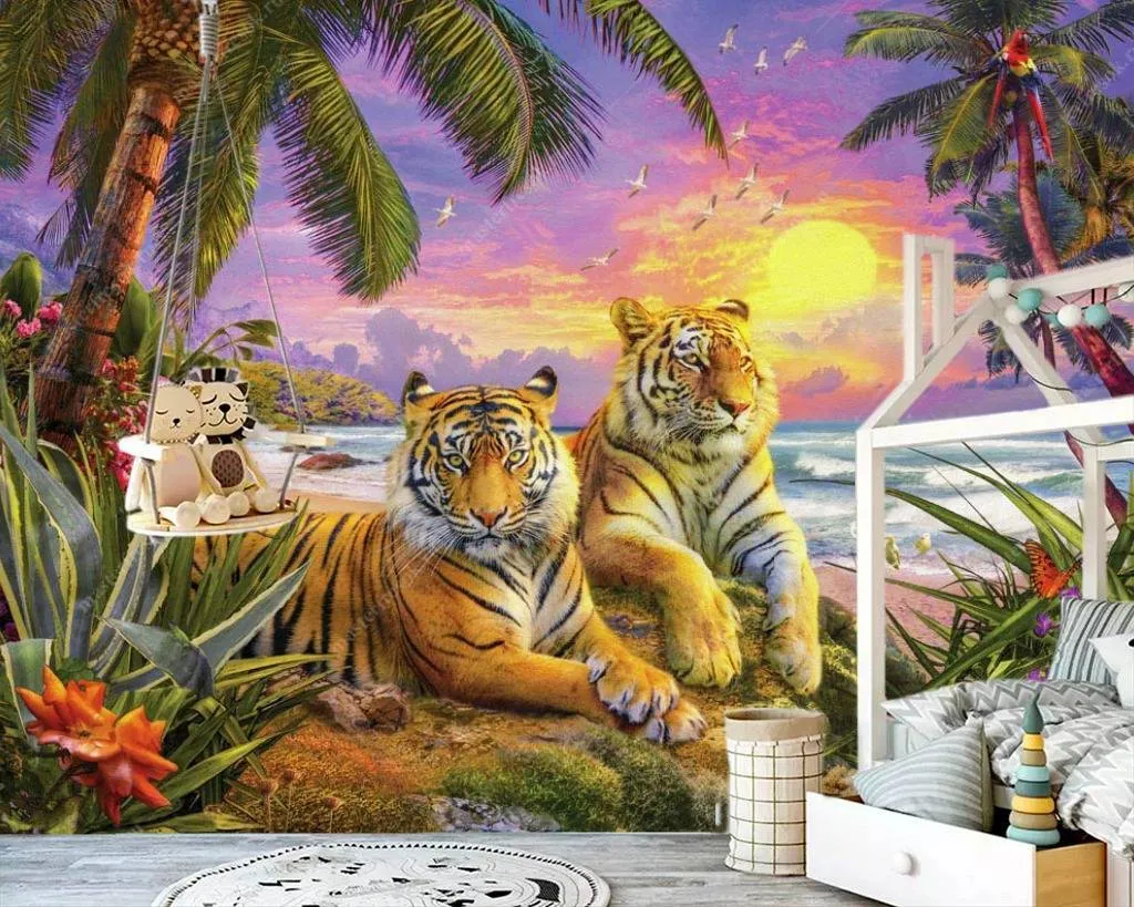 Фотообои Тигры на закате  8-317