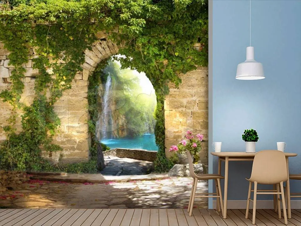 Фотообои в интерьере арка у водопада  5-161 фото