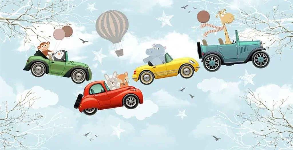 Фотообои в интерьере машинки в облаках  12-922 фото