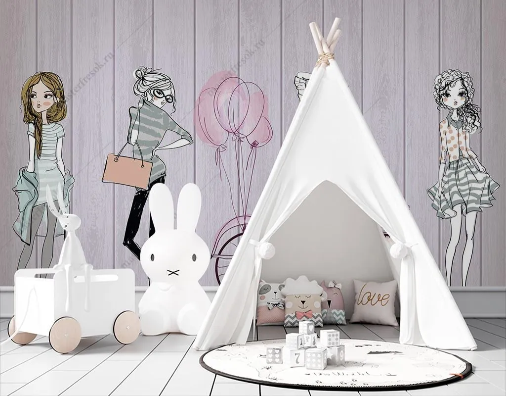 Фотообои Девочки на розовом фоне  14-362