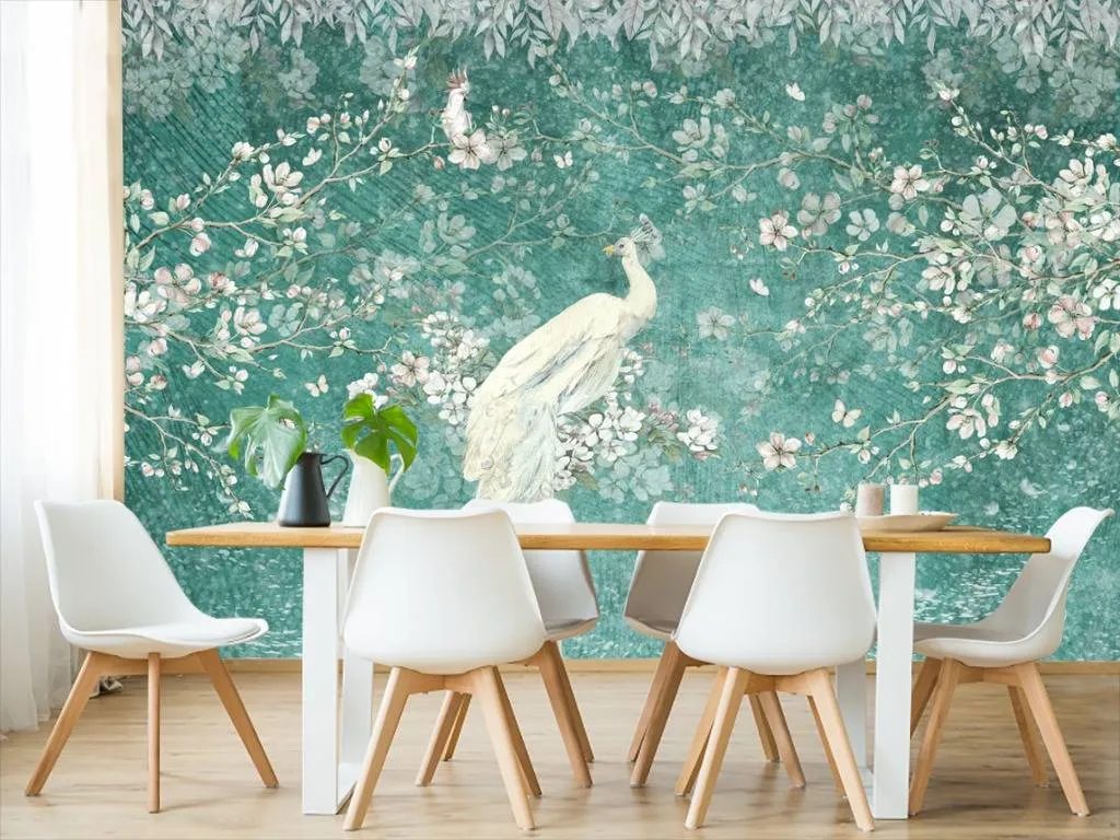 Фотообои в интерьере жар-птица в листьях  10-715 фото