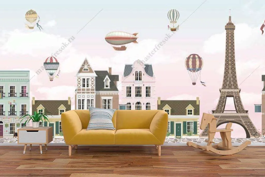 Фотообои в интерьере париж в детскую  12-1202 фото
