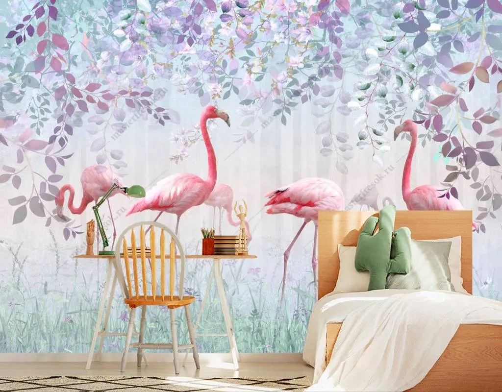 Фотообои Фламинго в саду  10-757