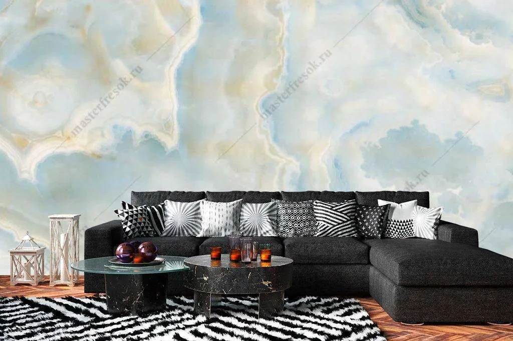 Фотообои в интерьере голубой оникс  9-1088 фото
