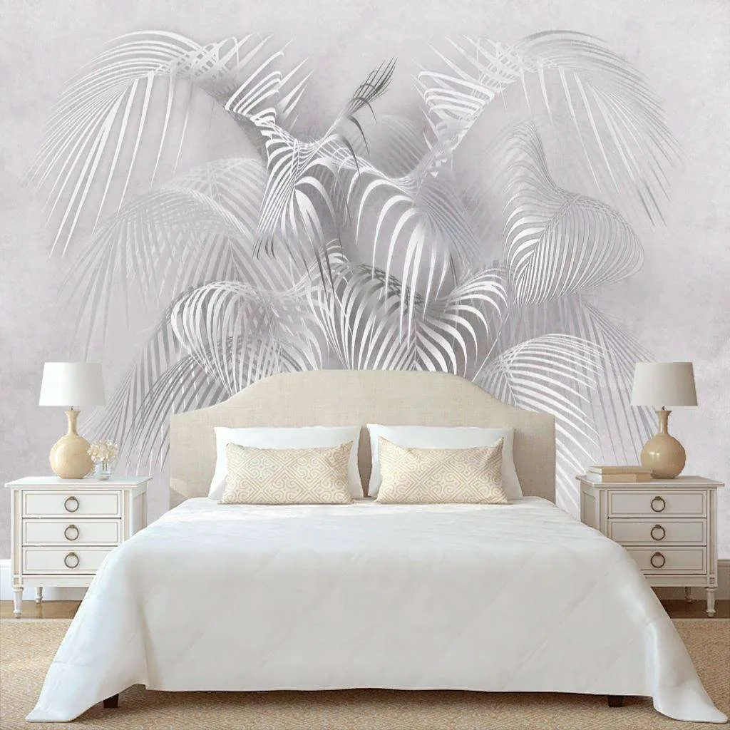 Фотообои в интерьере 3д листья папоротника  13-249 фото