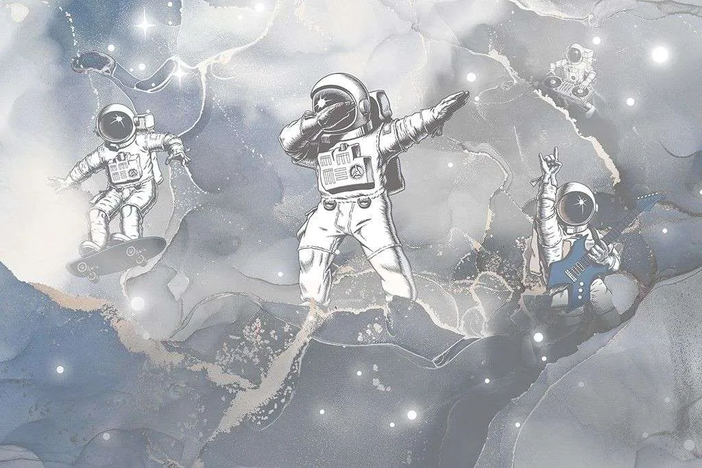 Фотообои в интерьере детские. космонавты в космосе  12-1630 фото