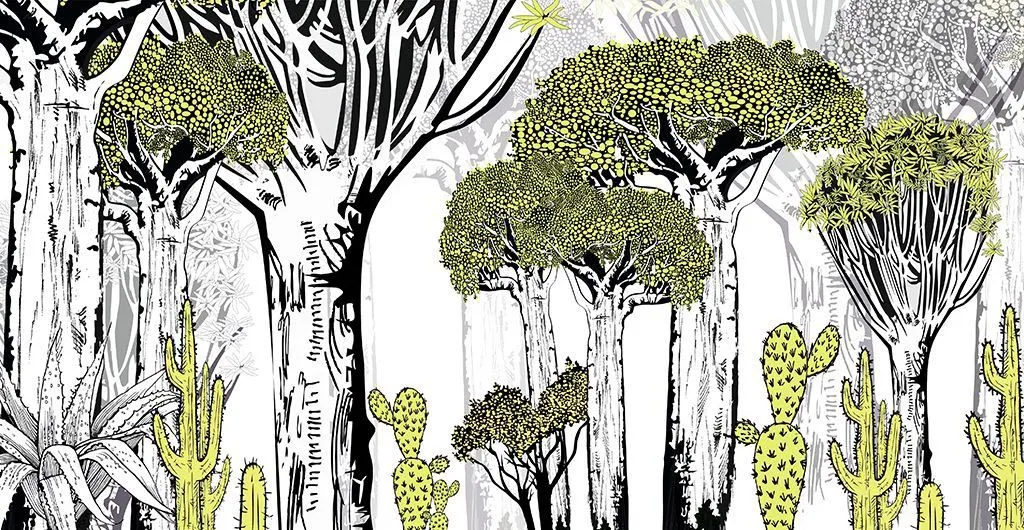 Фотообои в интерьере баобабы и кактусы  12-1517 фото