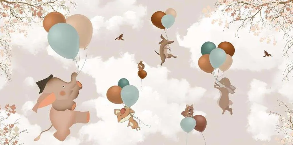 Фотообои в интерьере на воздушных шариках  12-1157 фото