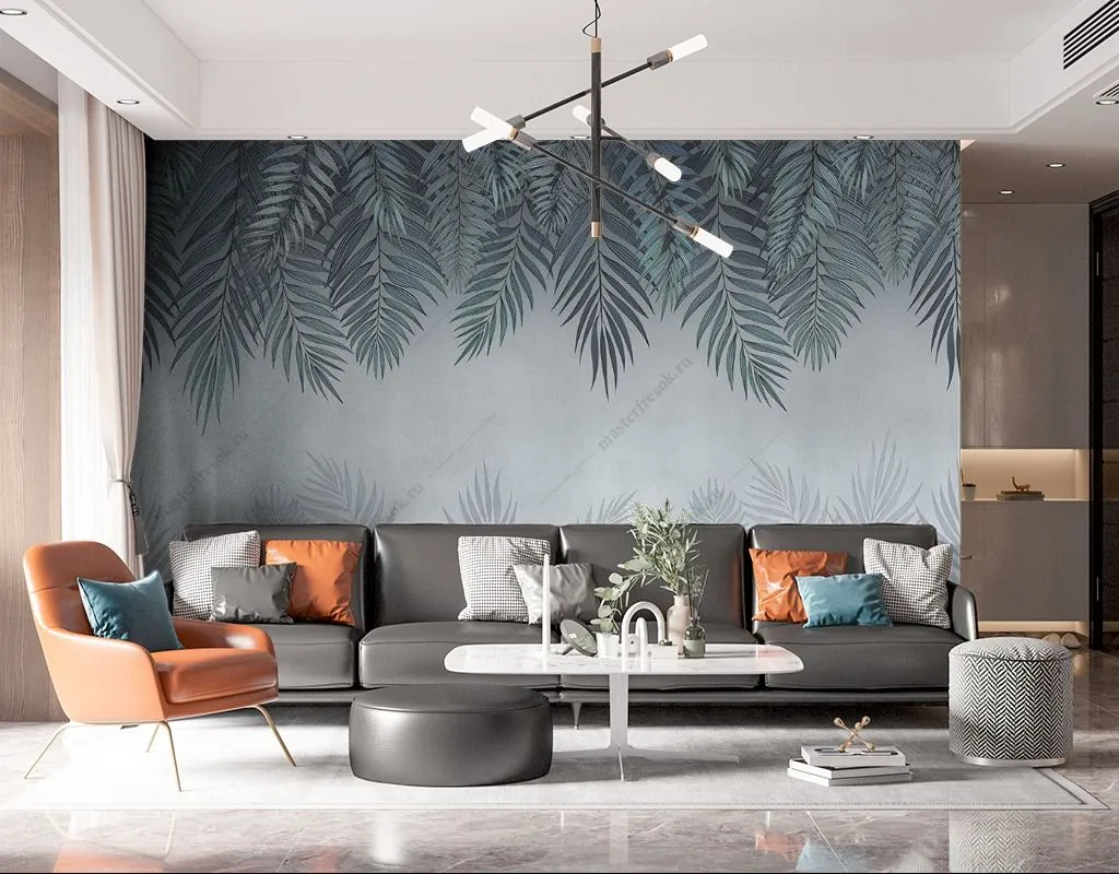 Фотообои в интерьере пепельные перья  9-1642 фото