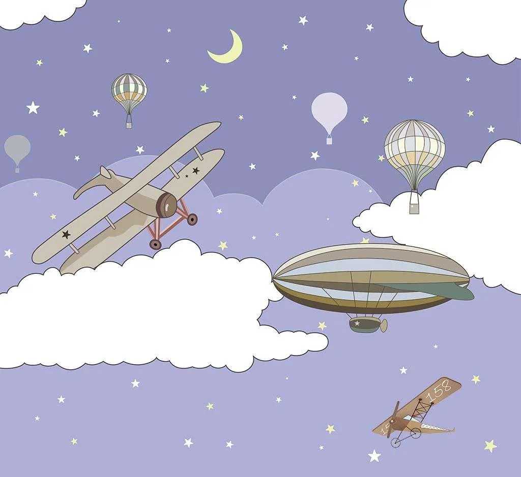 Фотообои в интерьере самолет и дирижабль в небе  14-227 фото