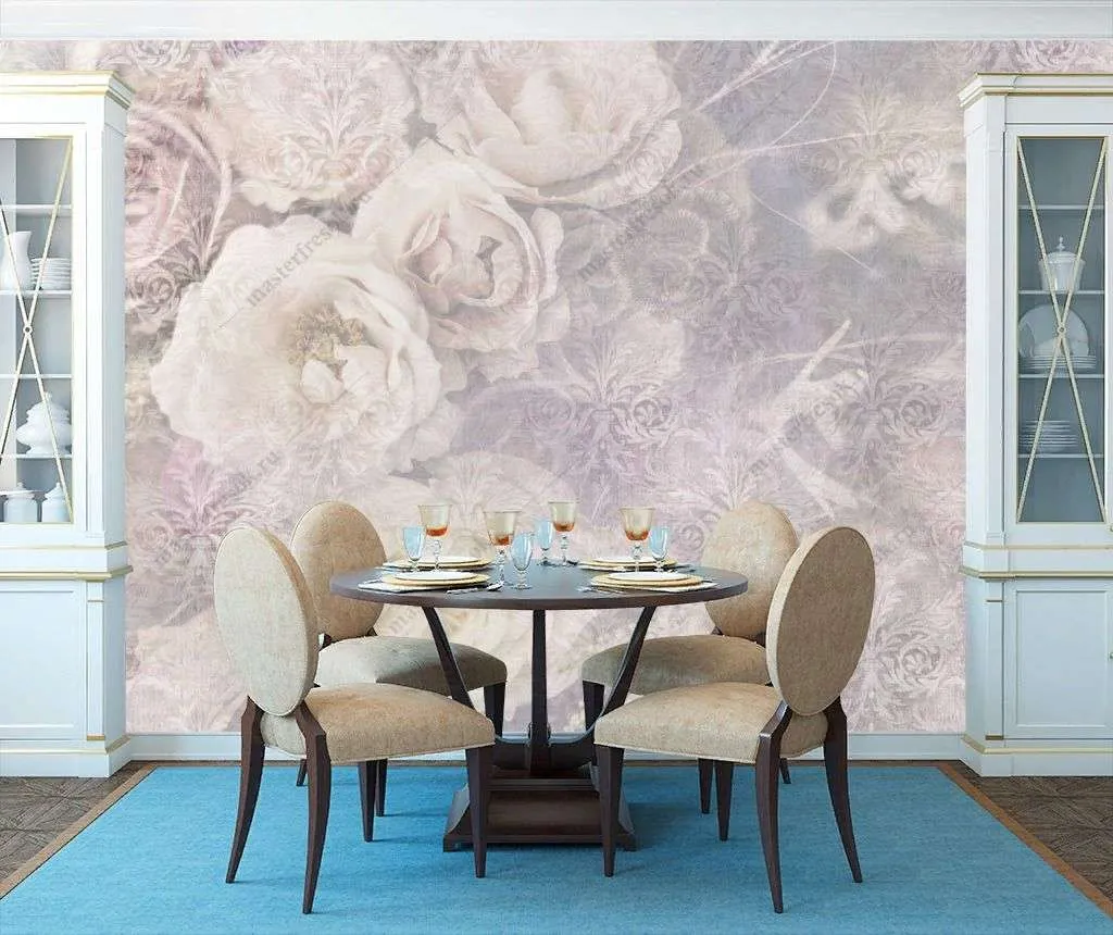 Фотообои в интерьере винтажные цветы  10-753 фото