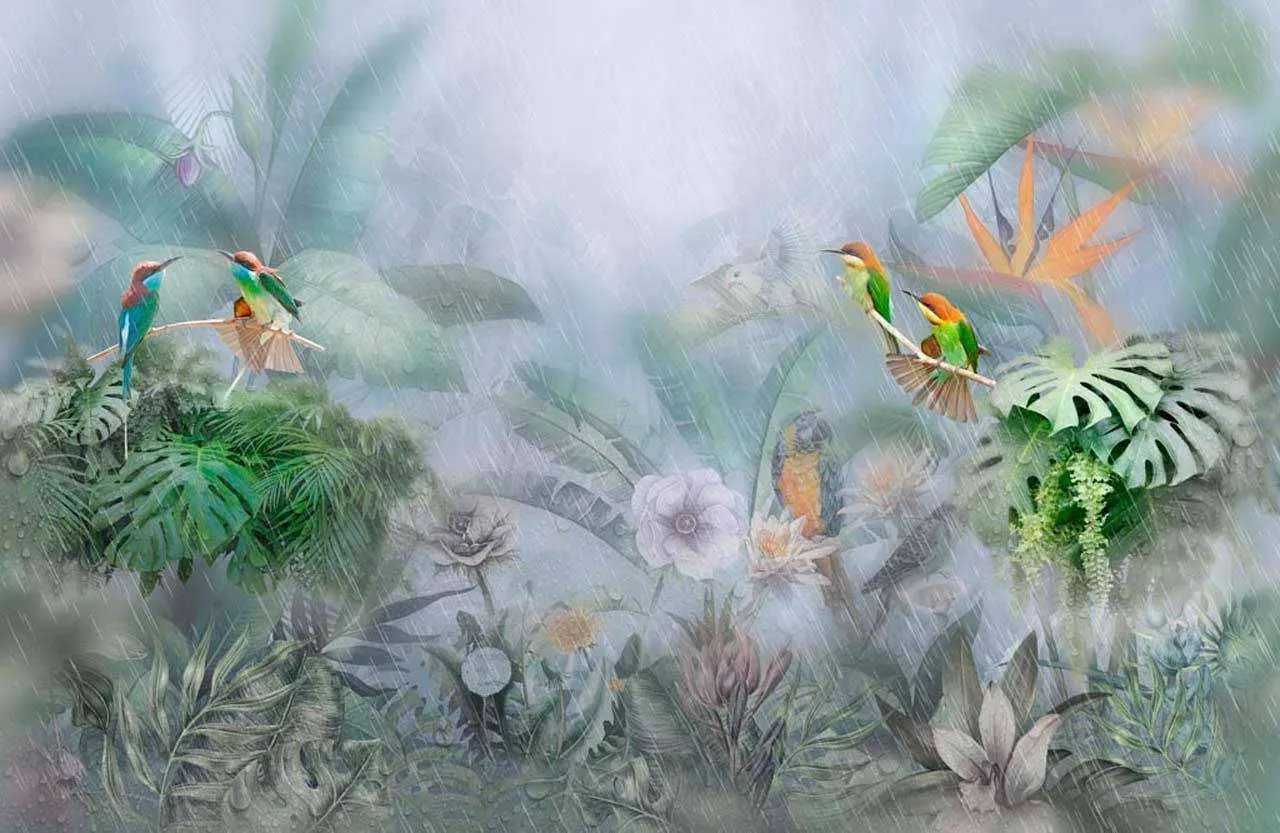 Фотообои в интерьере лес в тропиках  7-911 фото