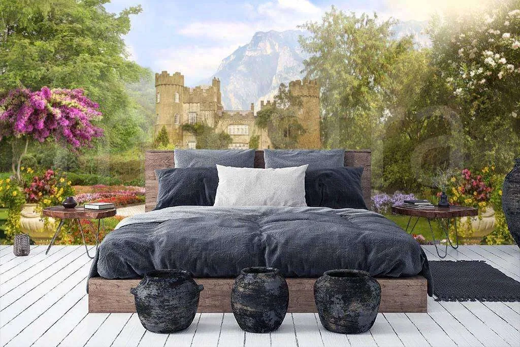 Фотообои в интерьере замок в старинном парке  7-221 фото