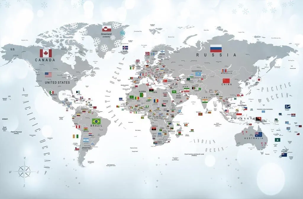 Фотообои в интерьере карта на английском языке  14-587 фото