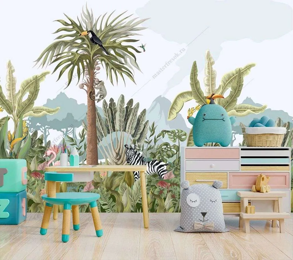 Фотообои в интерьере птица в тропиках  12-1398 фото