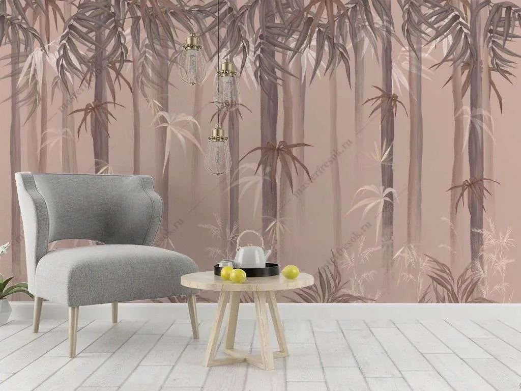 Фотообои в интерьере листья бамбука  9-1693 фото