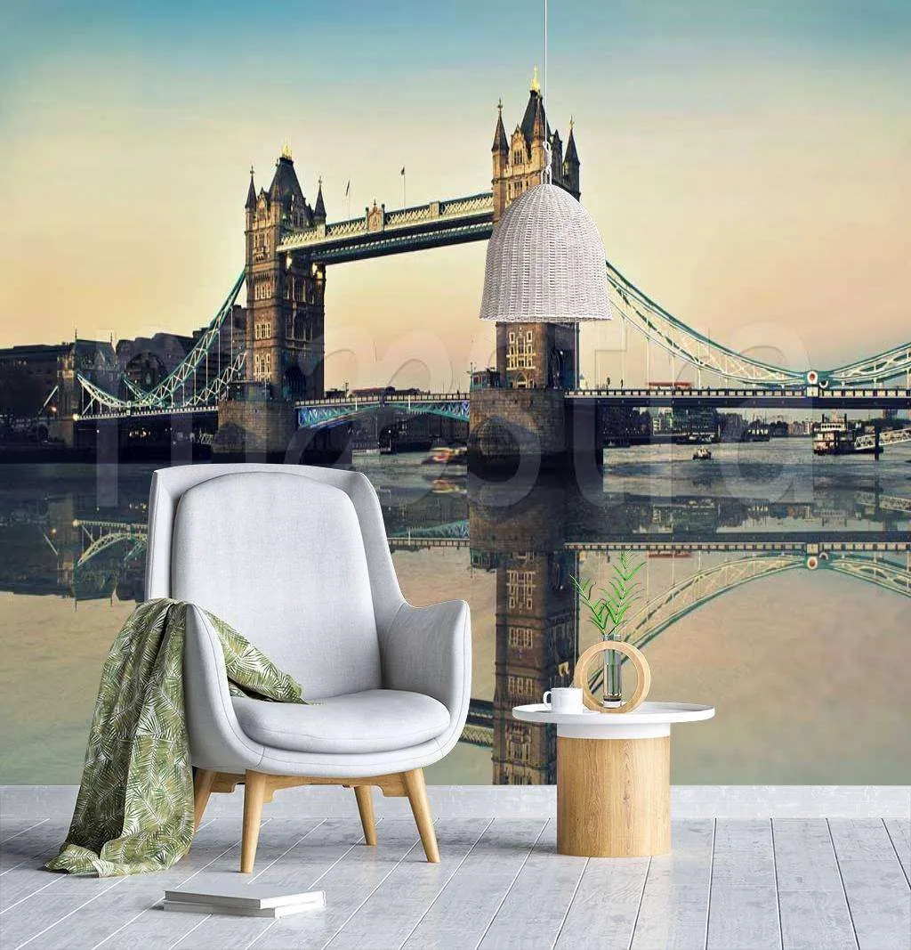 Фотообои в интерьере тауэрский мост вечером  9-469 фото