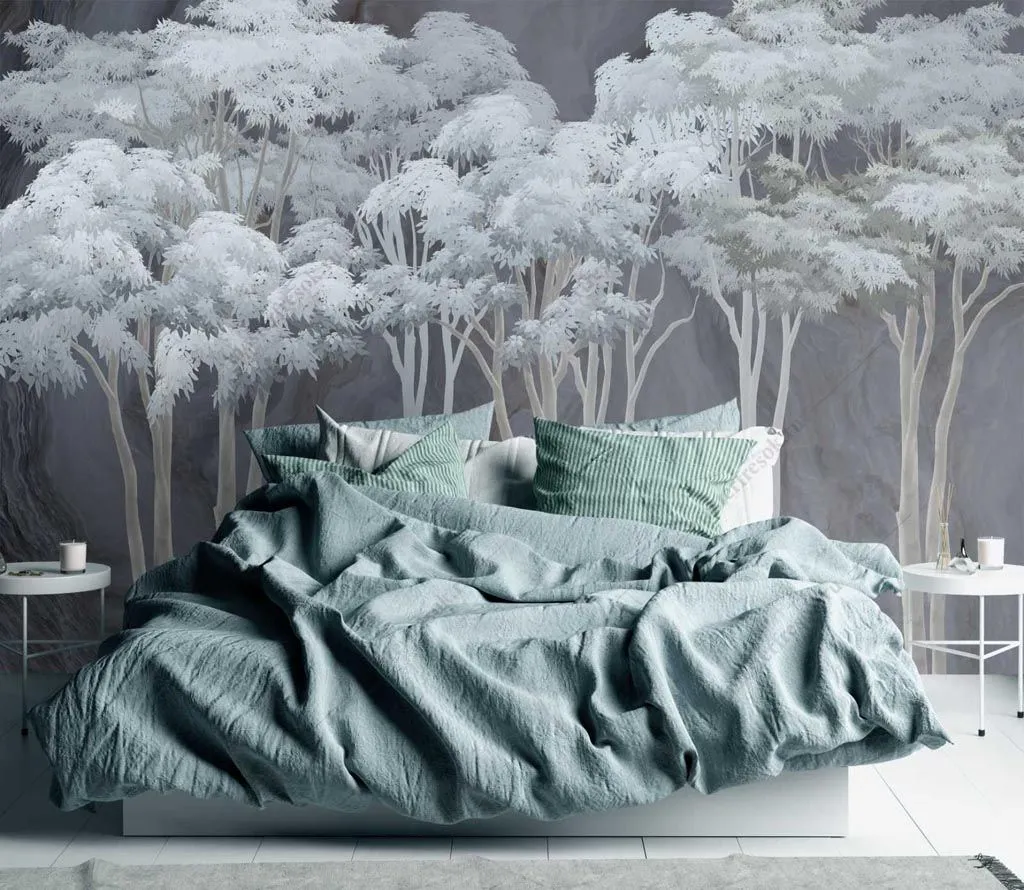 Фотообои Лес на темно синем фоне  13-332