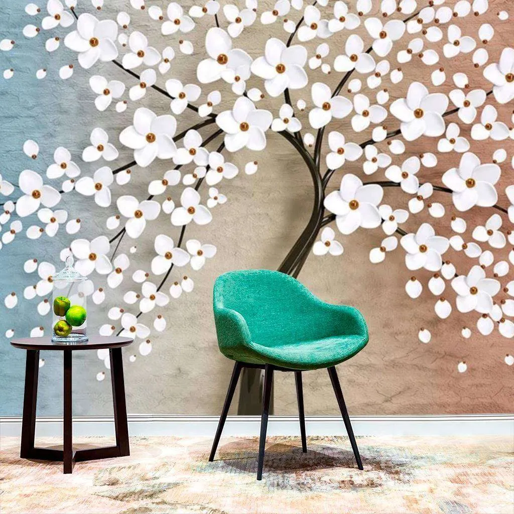 Фотообои в интерьере белоснежное дерево  15-595 фото